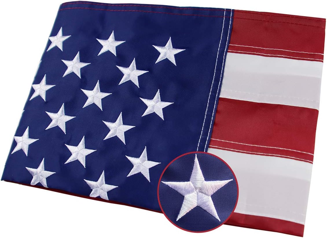 Bandera EE.UU. bordada 4x6ft rayas cosidas ojales latón