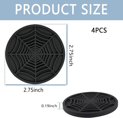 4 posavasos silicona telaraña antideslizantes para coche negro