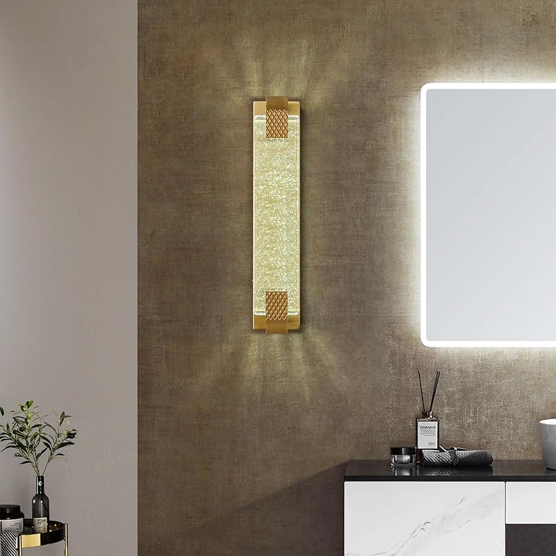 Aplique pared cristal burbujas luces LED doradas 23pulg set