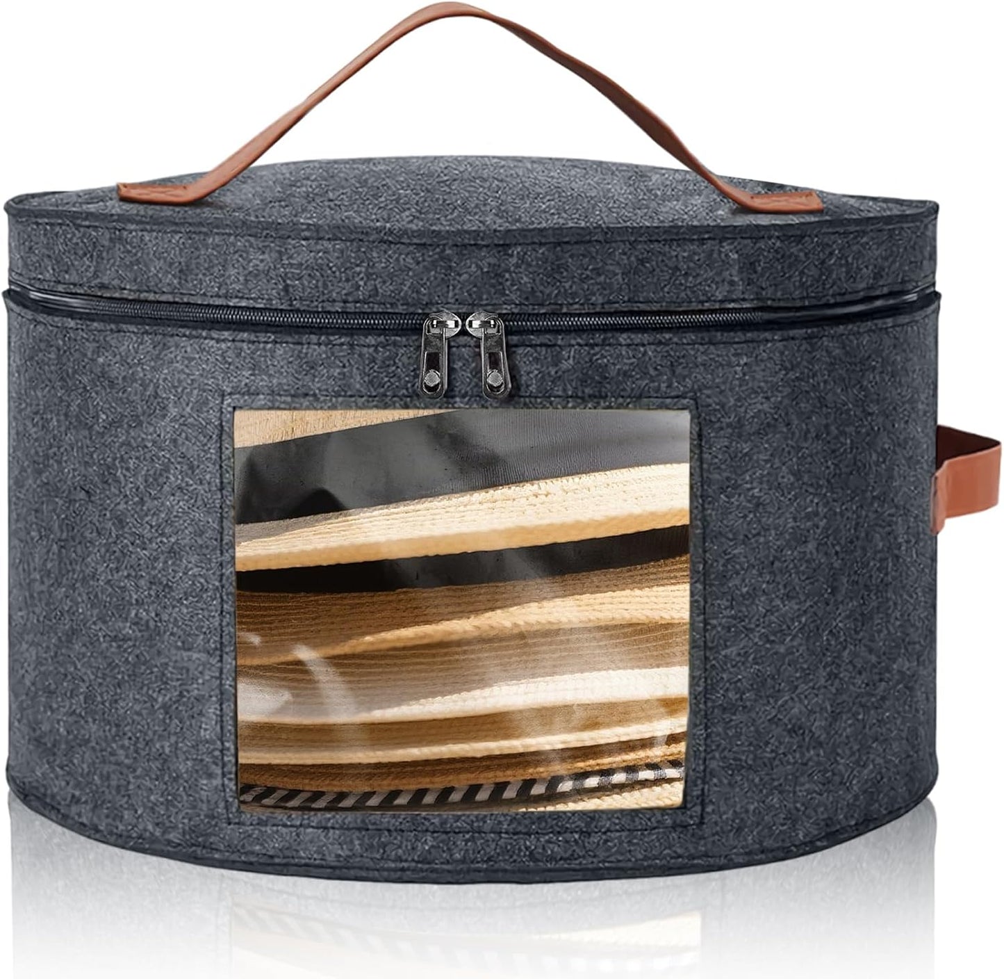 Caja redonda fieltro para sombreros apilable con tapa