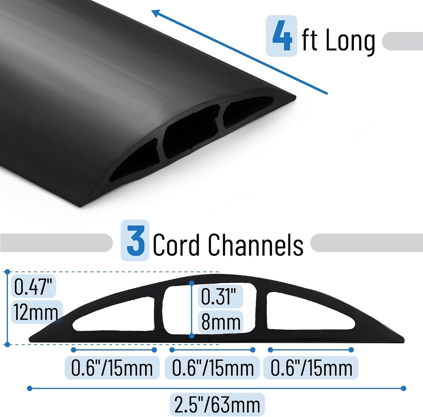 Cubierta cable piso 4ft color marrón protector
