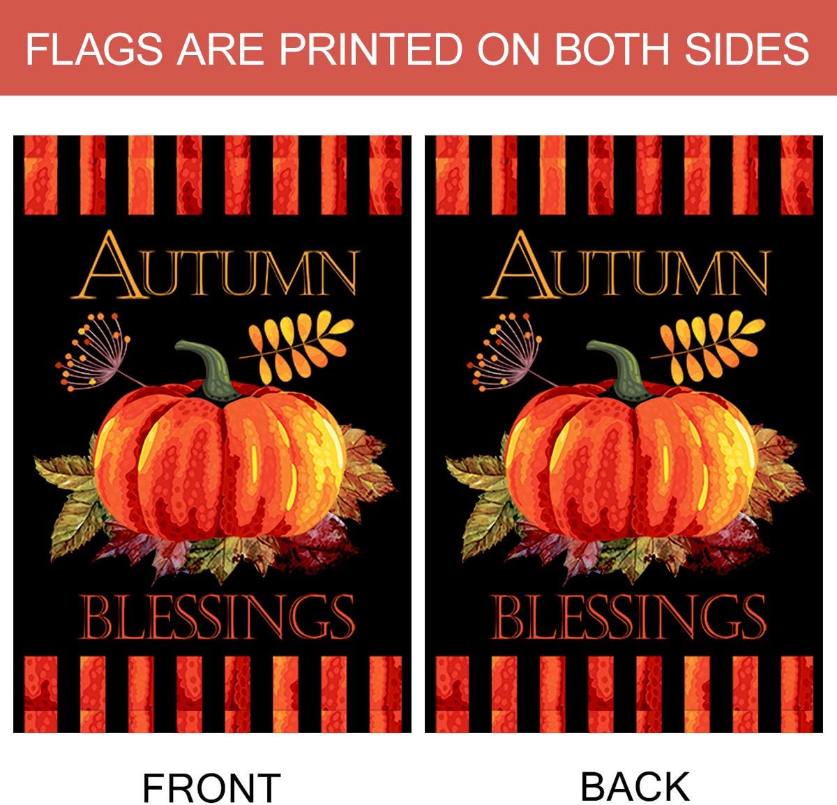 Bandera jardín otoño calabaza doble cara 12.5x18pulg