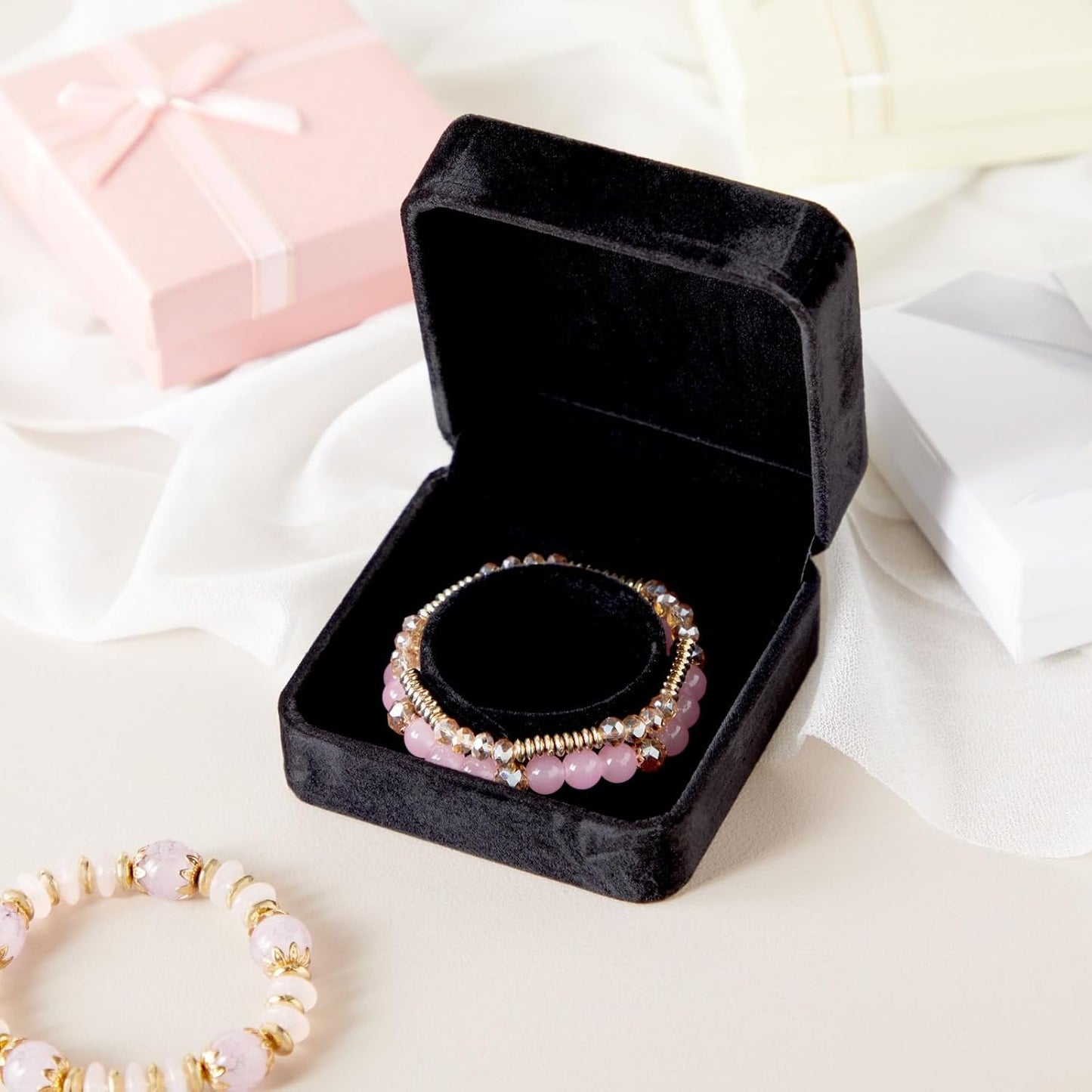 Caja regalo terciopelo para joyas mujer 3.5x3.5x1.9"