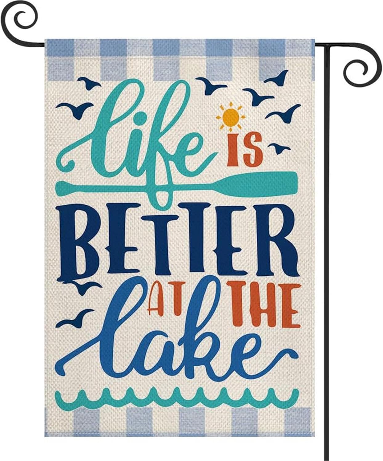 Bandera jardín Life is Better at the Lake 12x18pulg doble cara