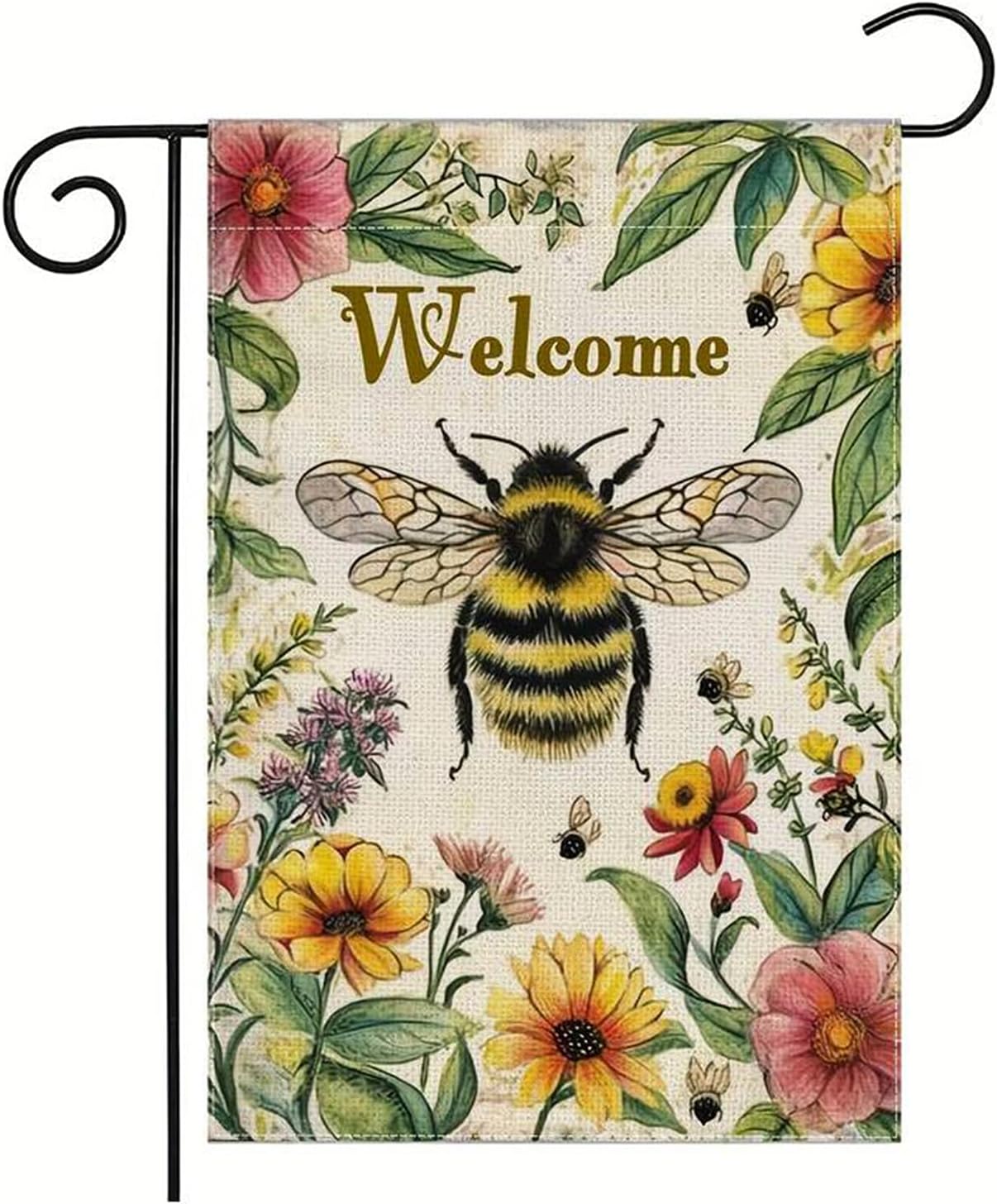 Bandera jardín floral 12x18pulg doble cara patio césped