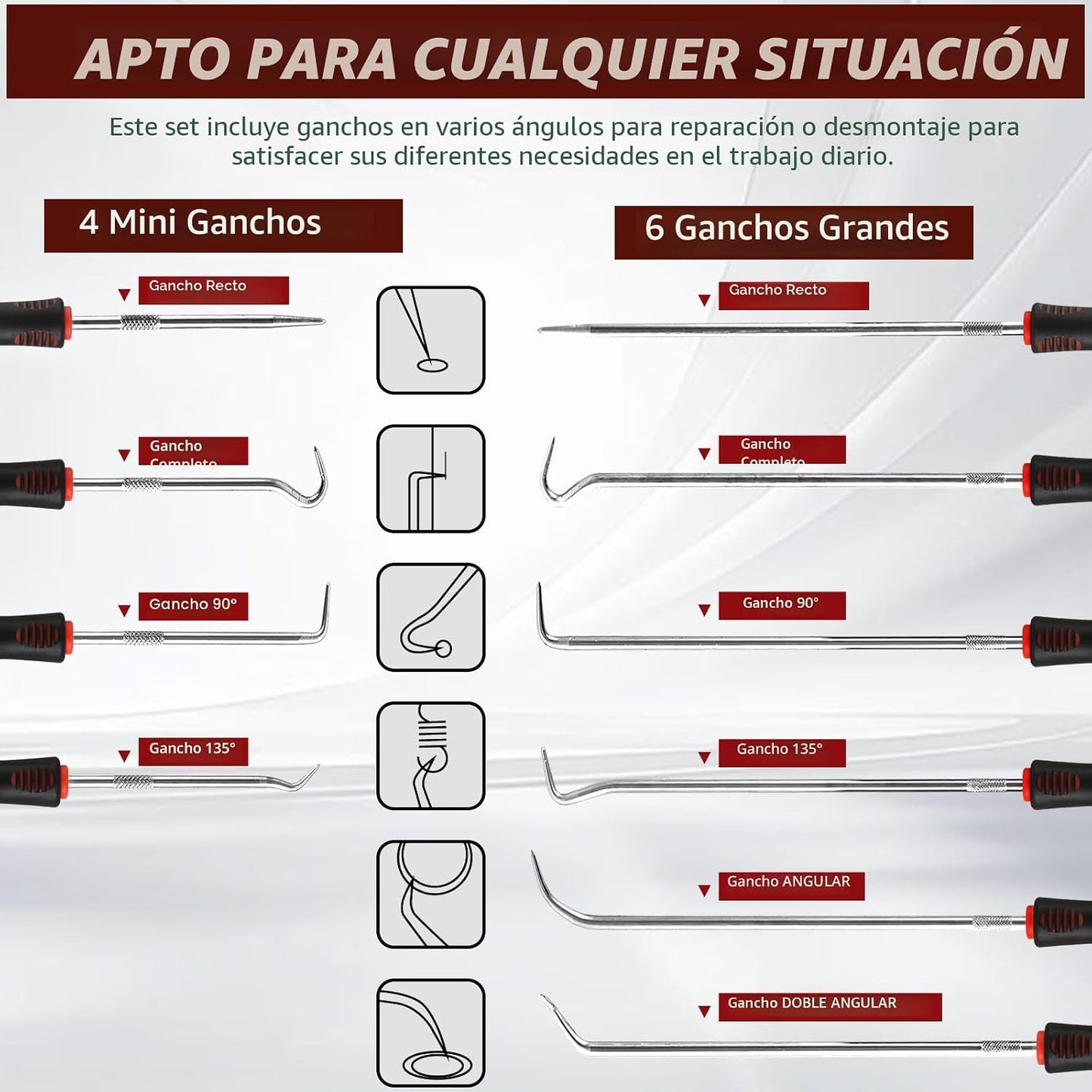 Set 10 Pzas Ganchos y Púas Antiderrap Uso Mecánico