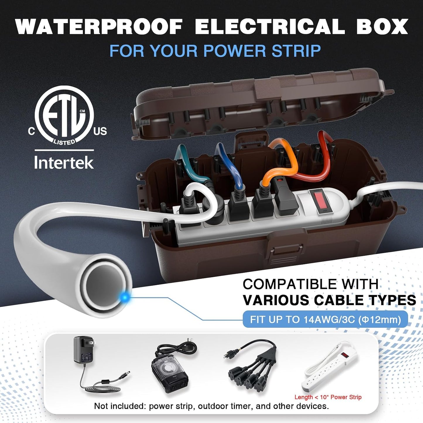 Caja eléctrica exterior 11.5x5.2x4pulg IP54 6 puertos