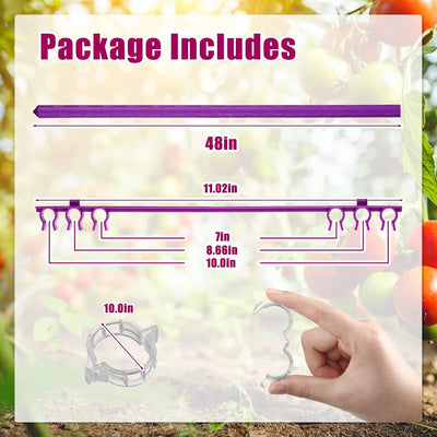 10 Jaulas Tomate Soporte Jardín 48pulg Aleación Plástico