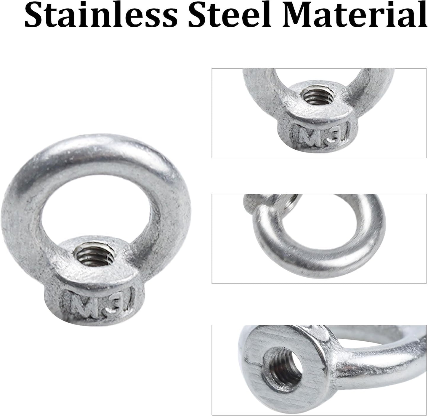 10 Tuercas Ojo M3 Acero Inox para Marina Construcción