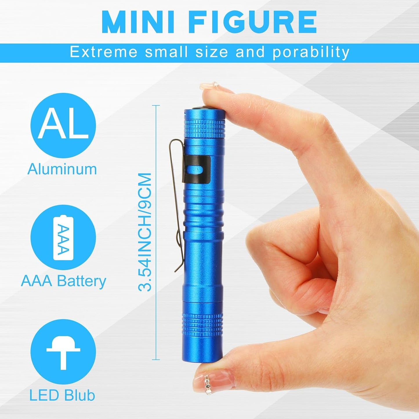 20 Linternas LED Mini con Clip Negro Marrón Verde Rojo Azul