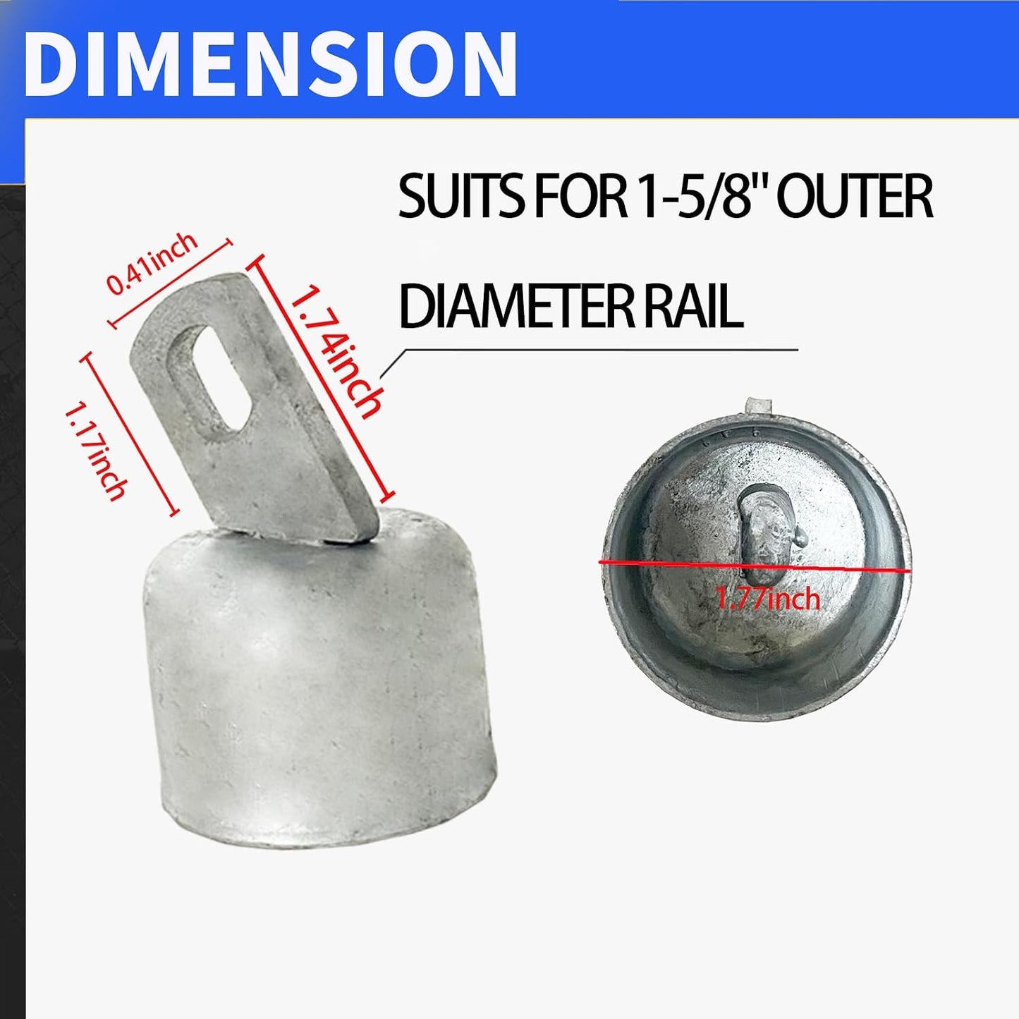 Tapa bucle valla cadena acero galvanizado 1-5/8"