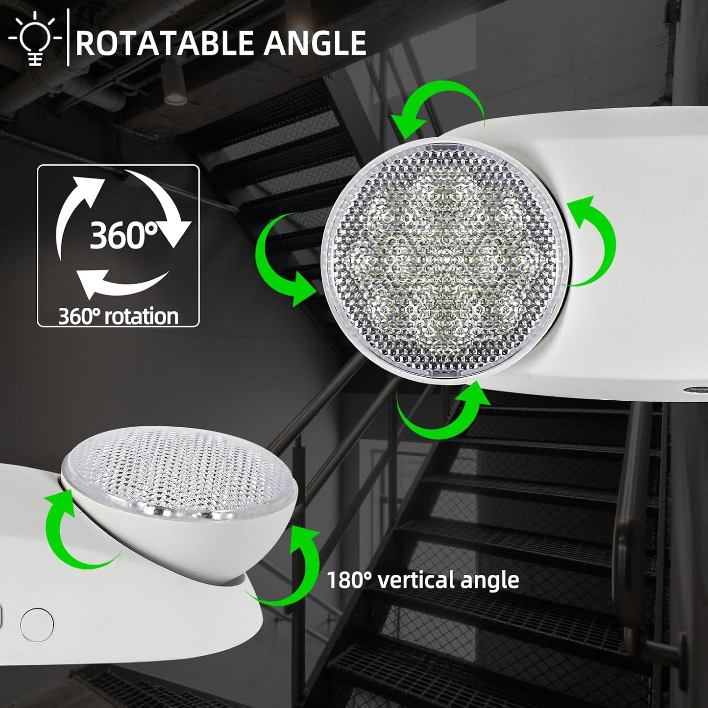 Luz emergencia con batería UL 120/277V CA 2 cabezales
