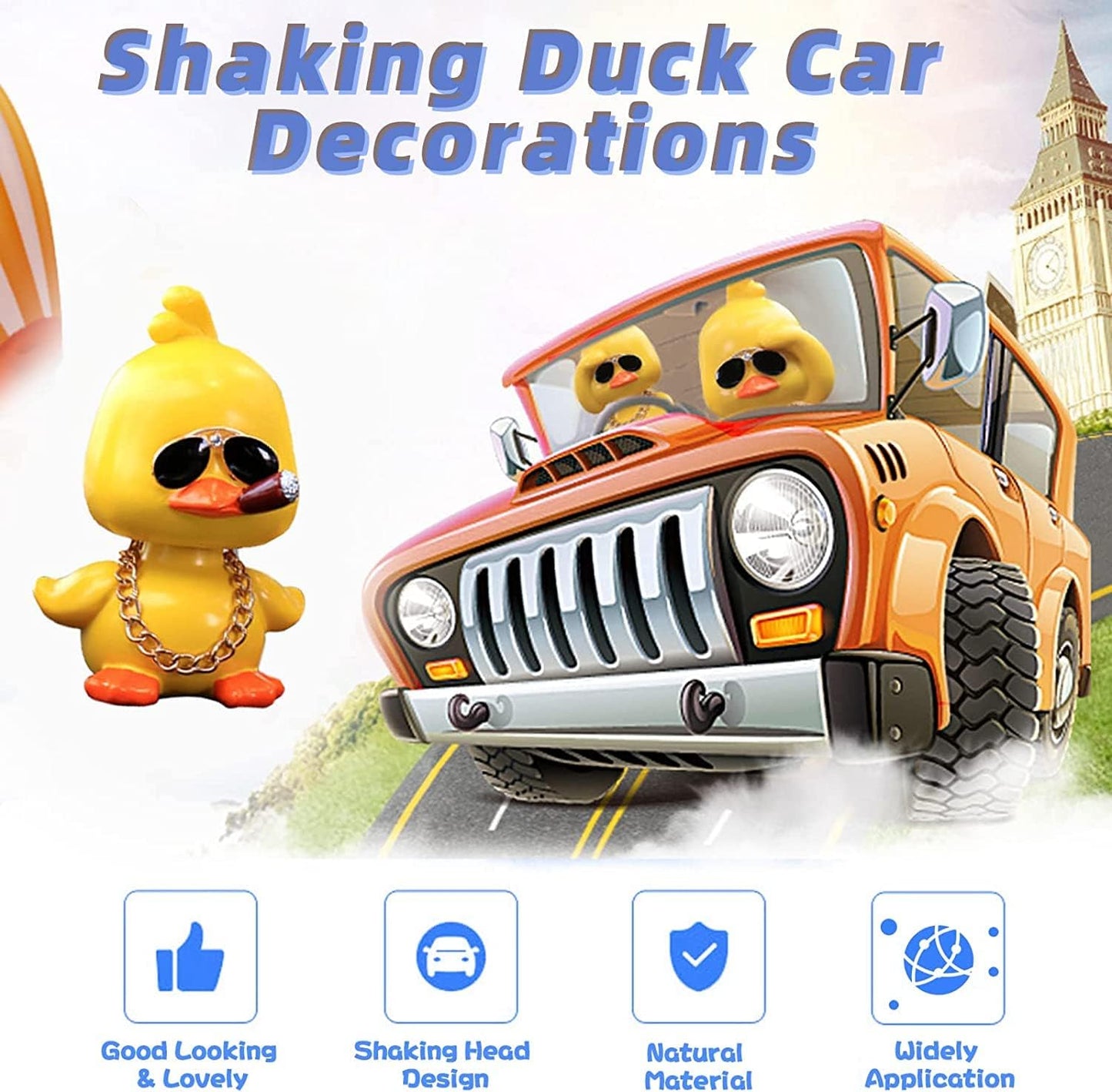 Muñeco pato amarillo decoración coche interiores