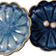 2 Pzas Bandejas Cerámica Joyas Flores Azules y Verdes