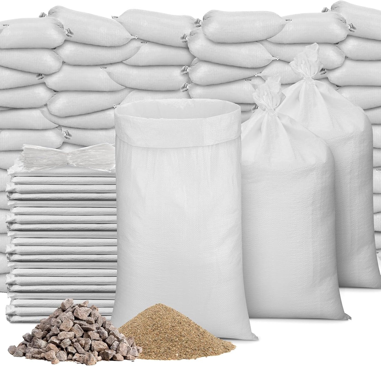 300 Bolsas Arena Blanca 16x26pulg Resistentes para Emergencias