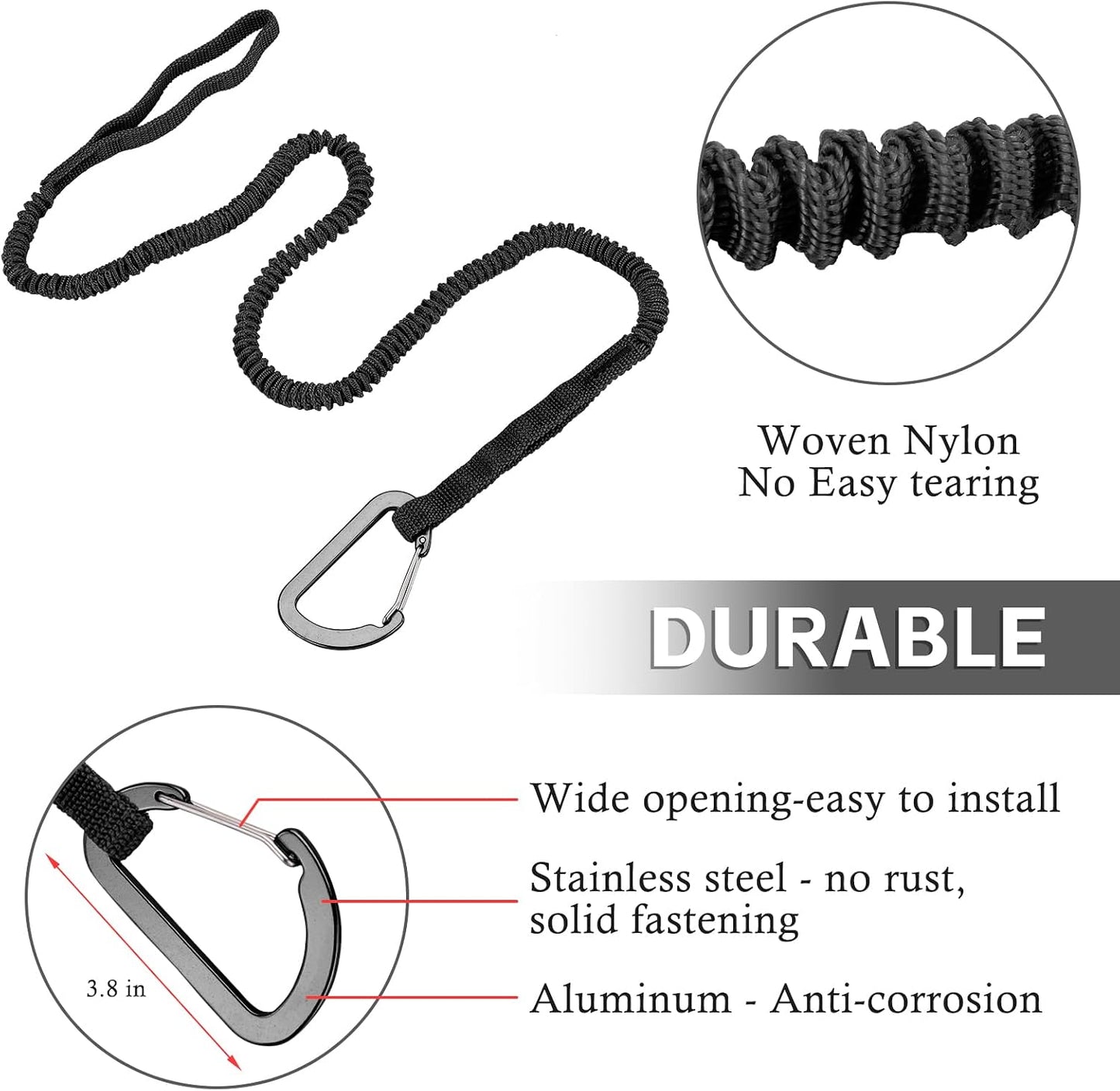 Correas elásticas para tabla remo kayak 3.3-7ft con mosquetón