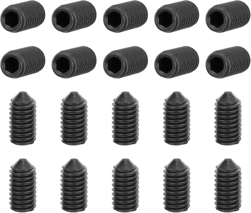Set 20 Tornillos M6x10mm Acero Carbono Punta Cono Negro