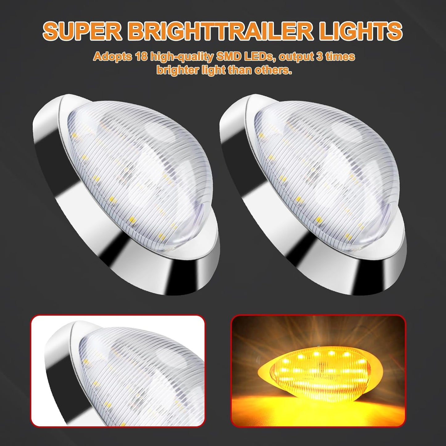 2 Pzas Luz señalización ámbar LED para Freightliner Century