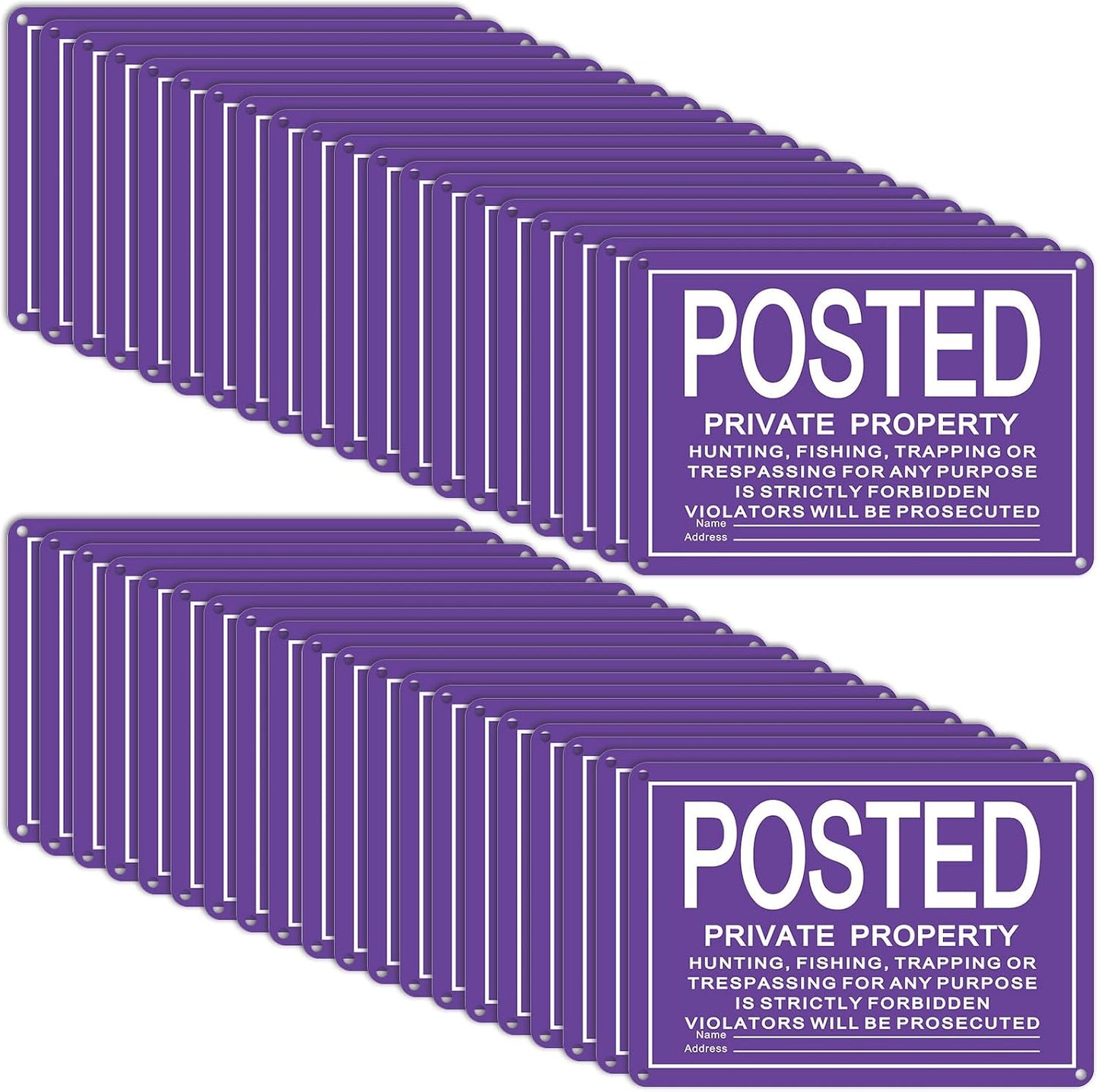 40 Carteles Aluminio Reflectante 7x10pulg Morado