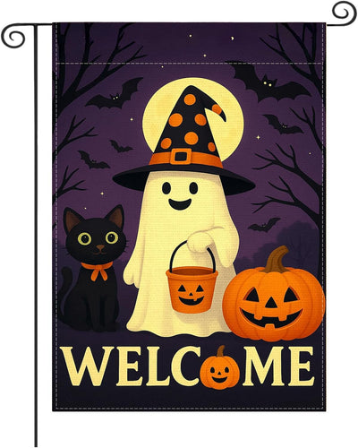 Banderas Halloween calabaza 12x18pulg doble cara jardín