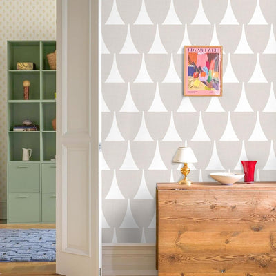 Papel tapiz geométrico gris pardo autoadhesivo para baño y armarios