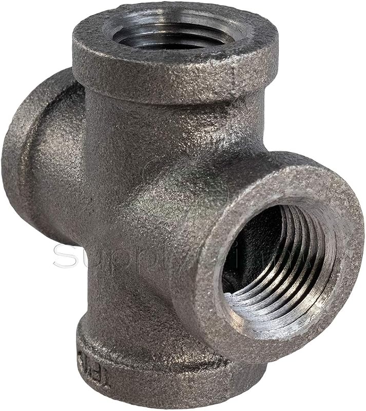 Adaptador cruzado maleable negro 0.25pulg