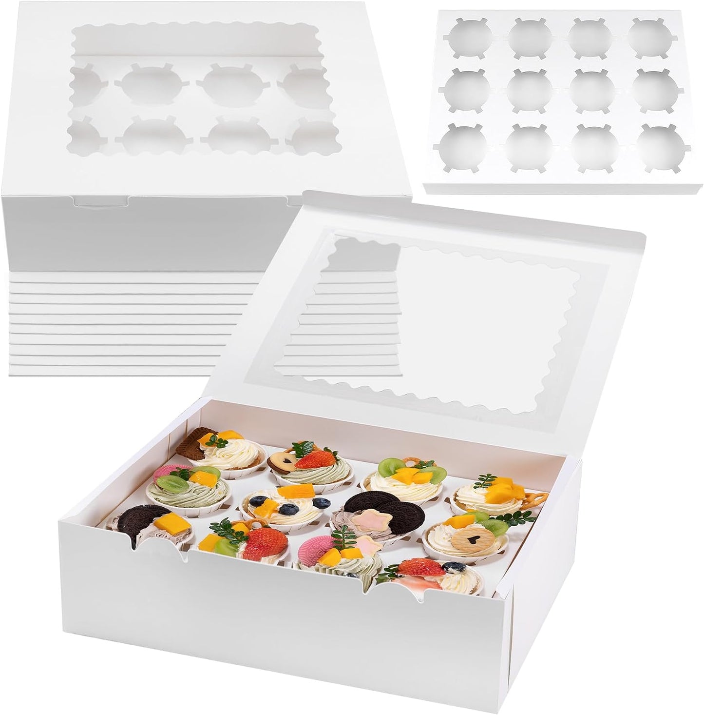 Set 10 Cajas Cartón con Ventana PVC para Magdalenas y Postres