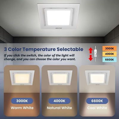 Extractor baño con luz LED 10x10pulg ventilador silencioso 118CFM