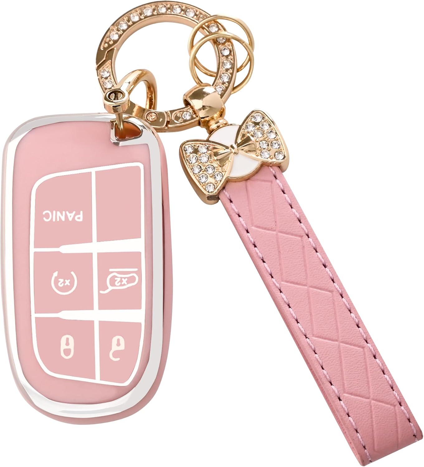 Funda TPU llavero Dodge Challenger 3-5 botones rosa