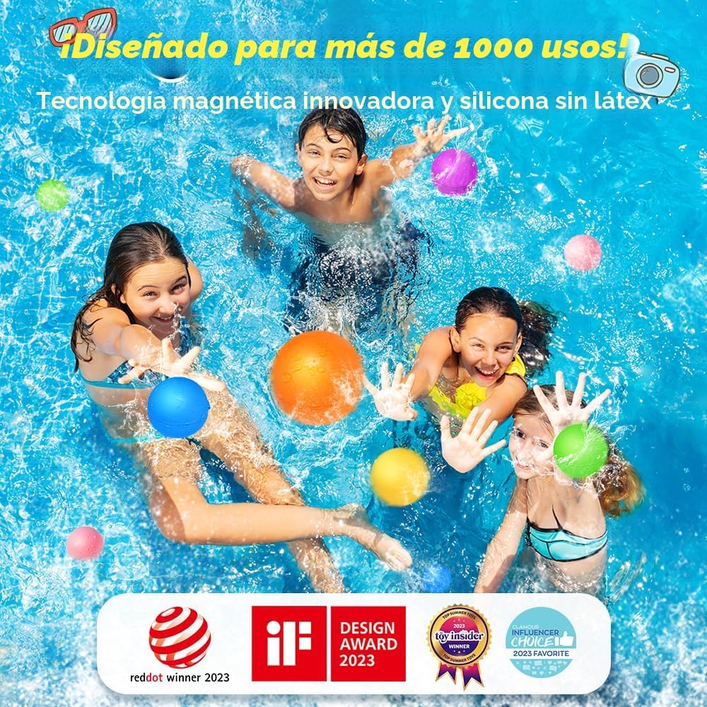 12 Globos Agua Reutiliz. para Niños Piscina Playa