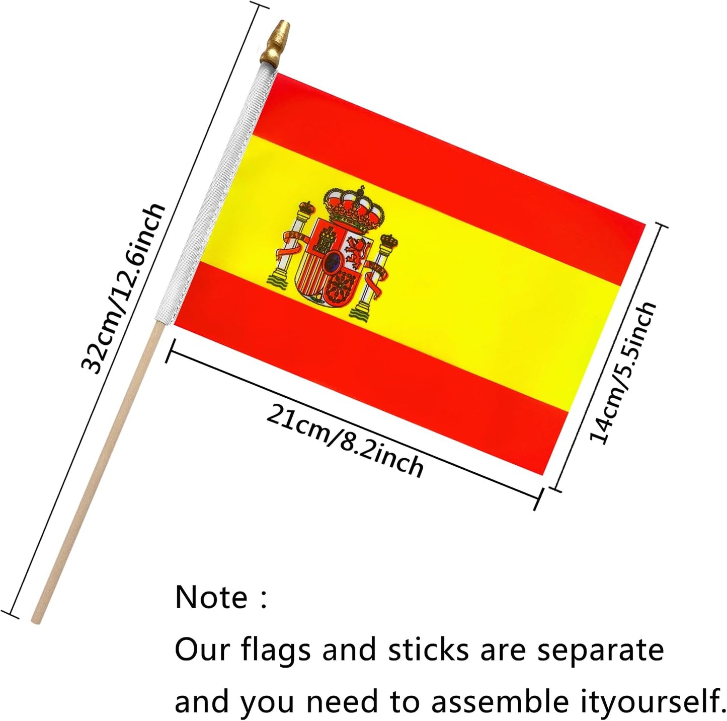 12 Banderas Mano España 5x8"