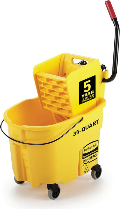 Cubo fregona con escurridor 35qt sobre ruedas amarillo