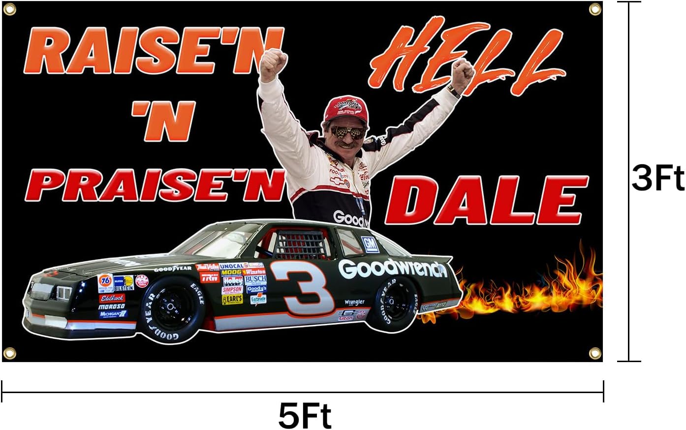 Bandera Dale Earnhardt tapiz duradero 3x5pulg con ojales latón