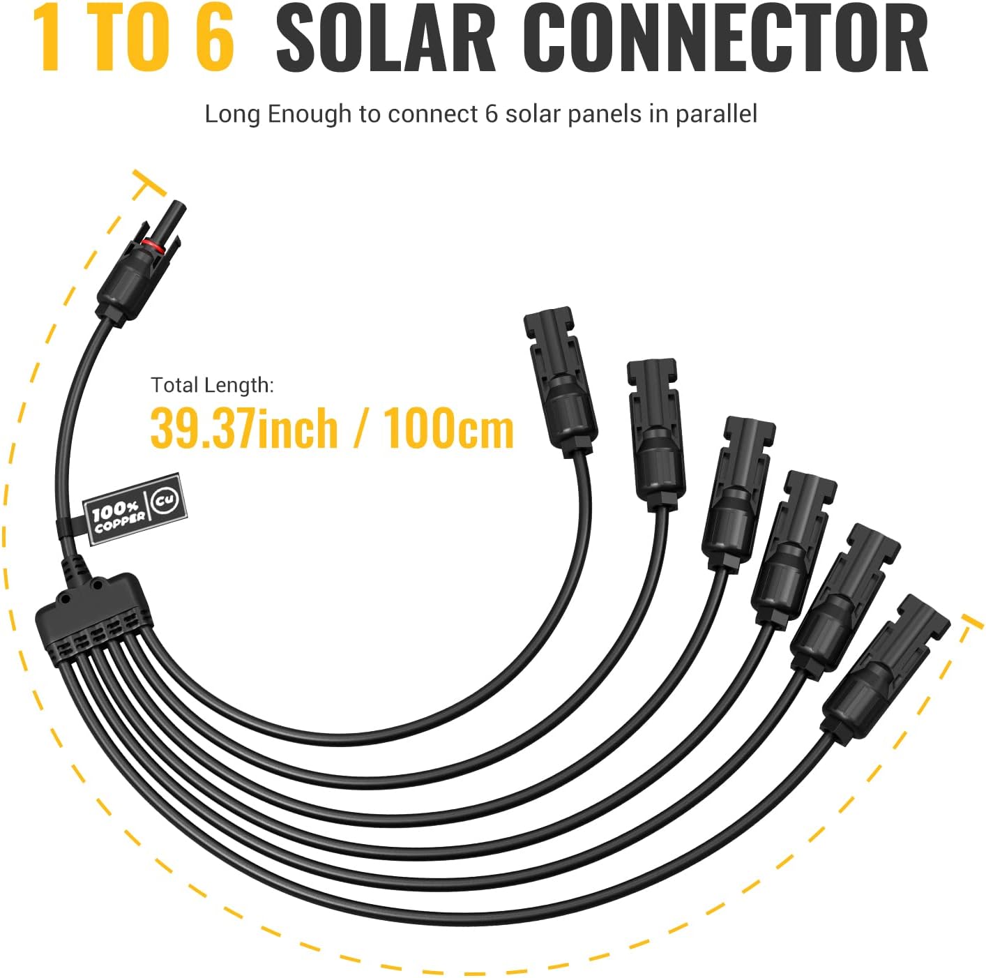 Conectores solares en Y para panel PV extra largos 1 a 6