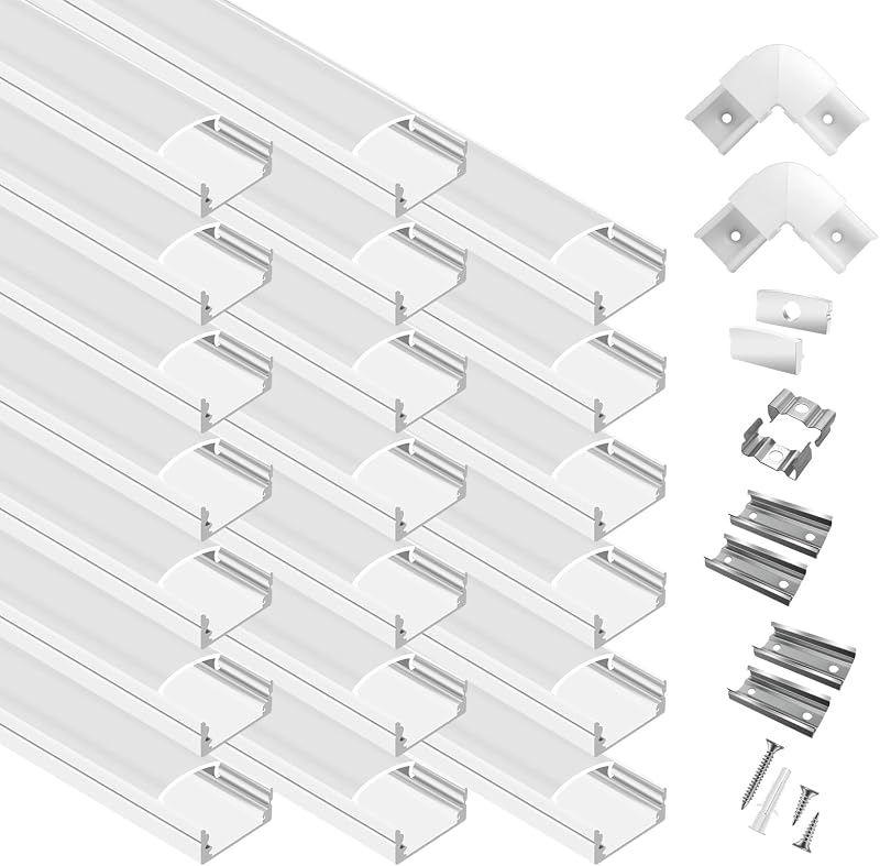 Perfil aluminio LED U 6.6pulg con cubierta lechosa