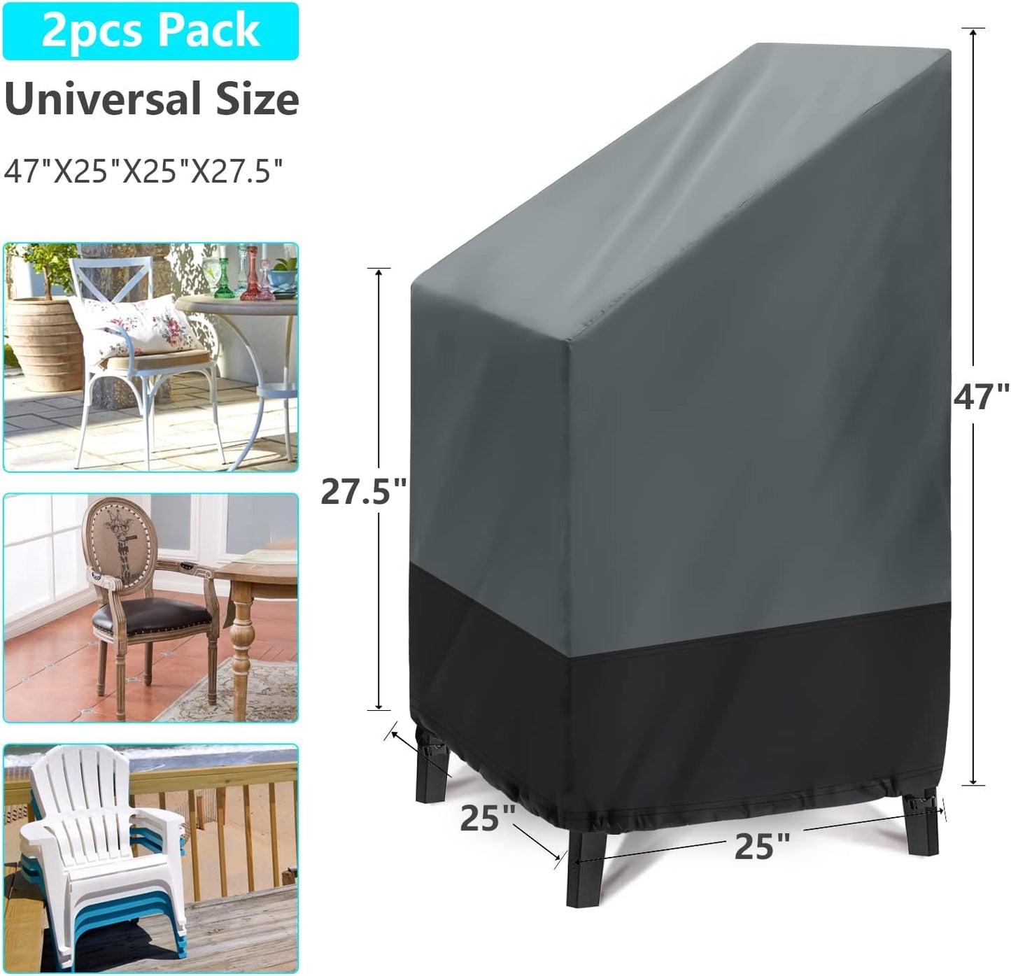 Fundas sillas exterior pack 2 impermeables 25"