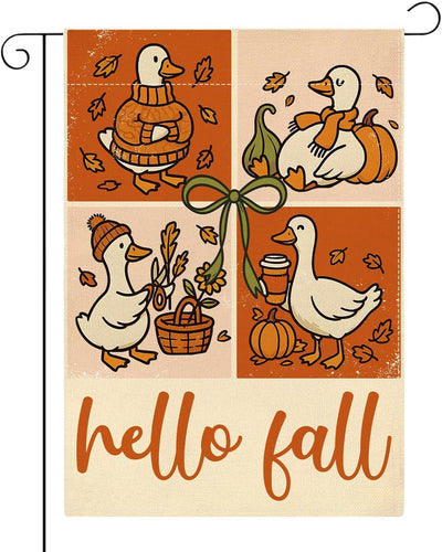 Bandera jardín doble cara 12x18pulg Hello Fall