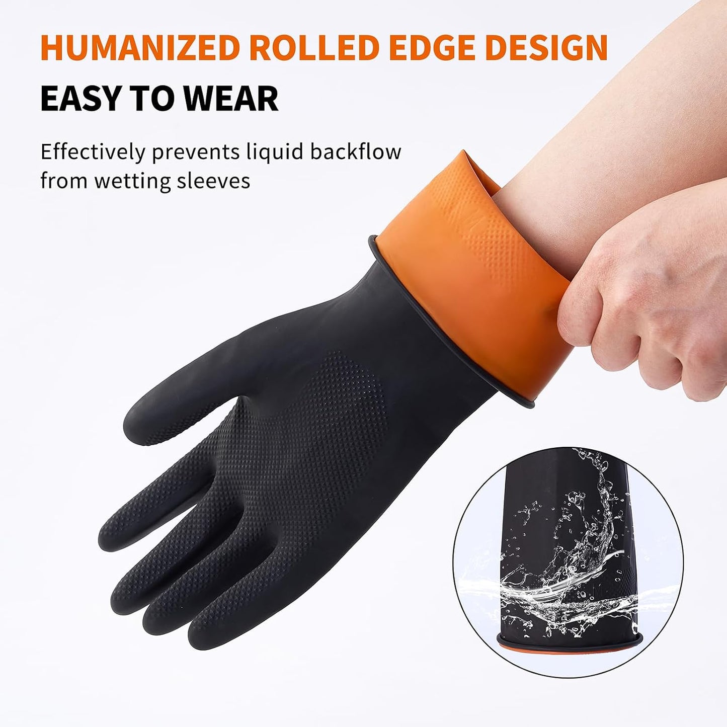 4 Pzas Guantes Goma Negro para Lavado Antiderrap