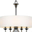 Candelabro 5 luces pantalla lino blanco lámpara techo