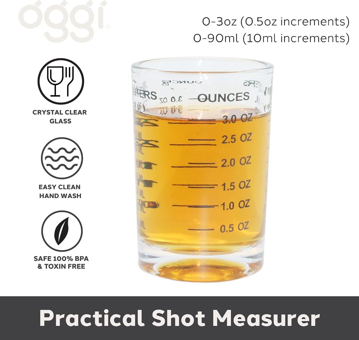 Vaso chupito medidor 3oz con líneas de medición