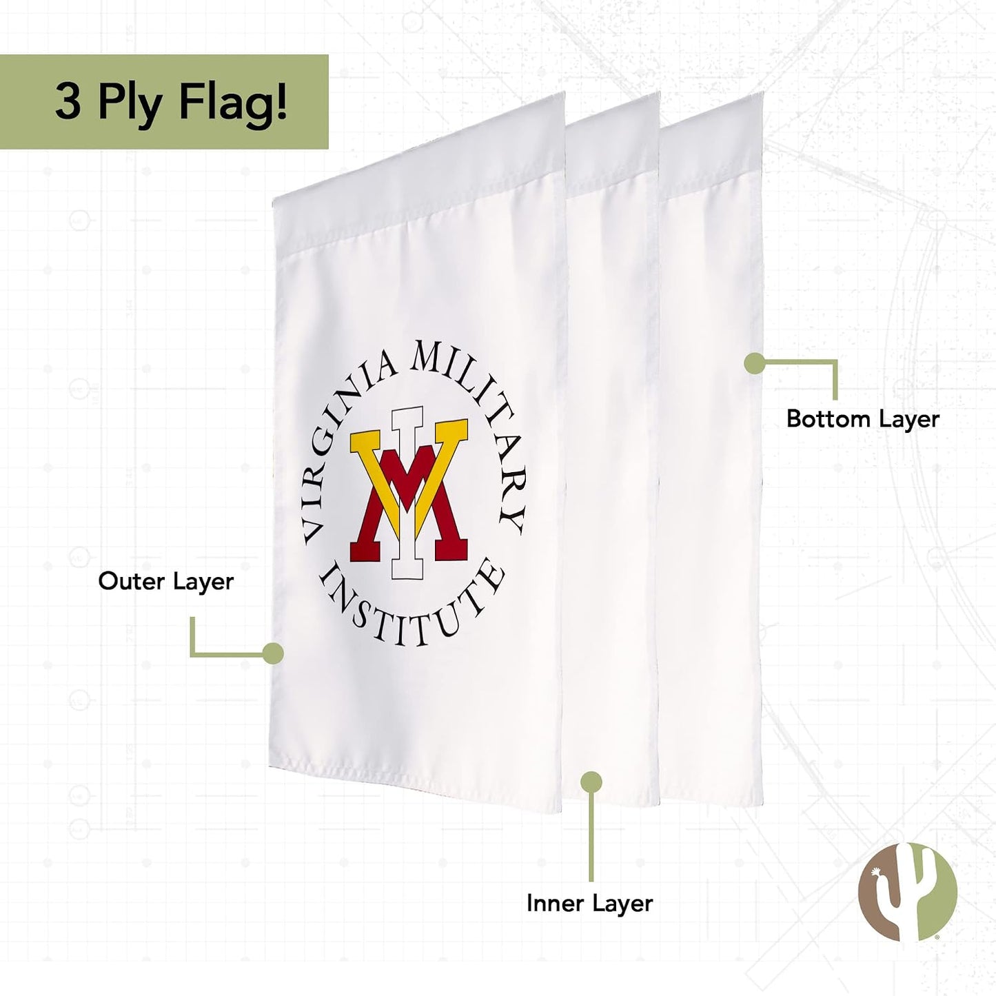 Bandera VMI 19x12pulg para eventos al aire libre