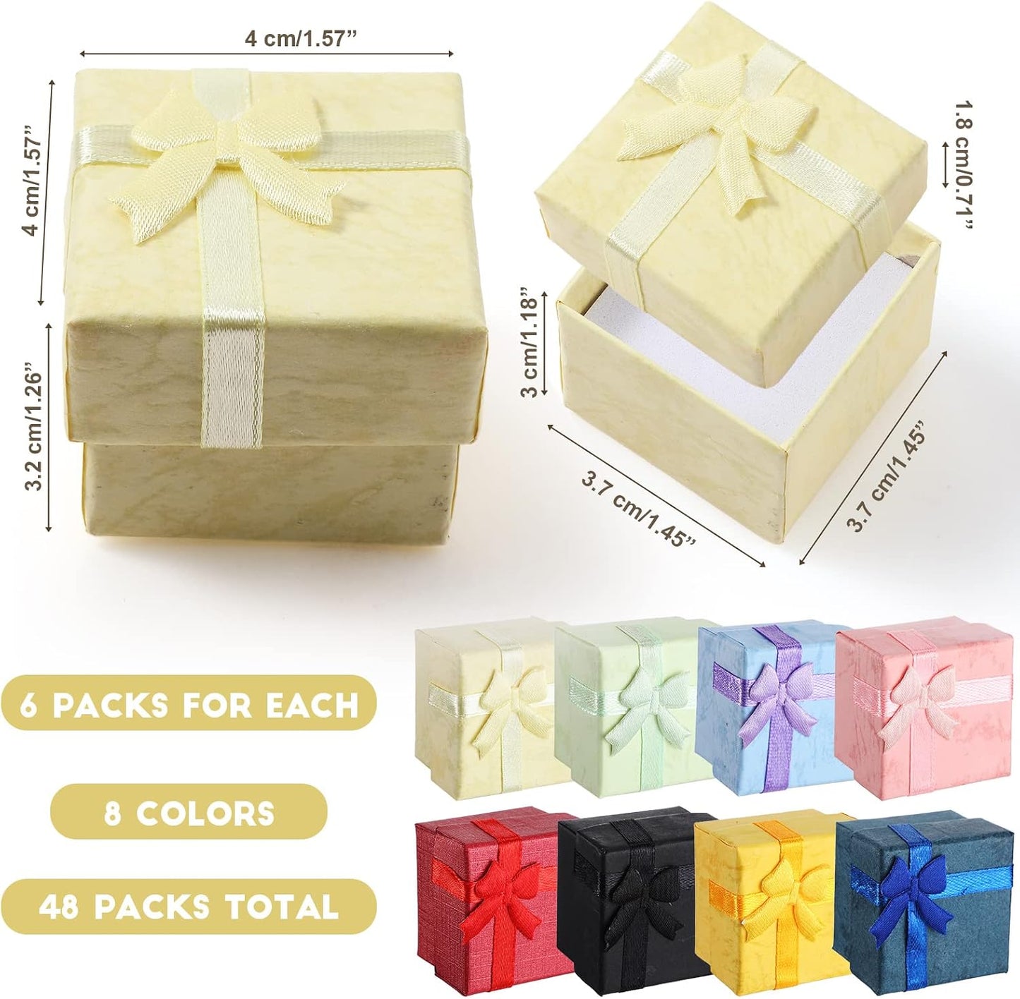 48 Cajas Regalo Joyas Colores para Anillos Aretes Collares