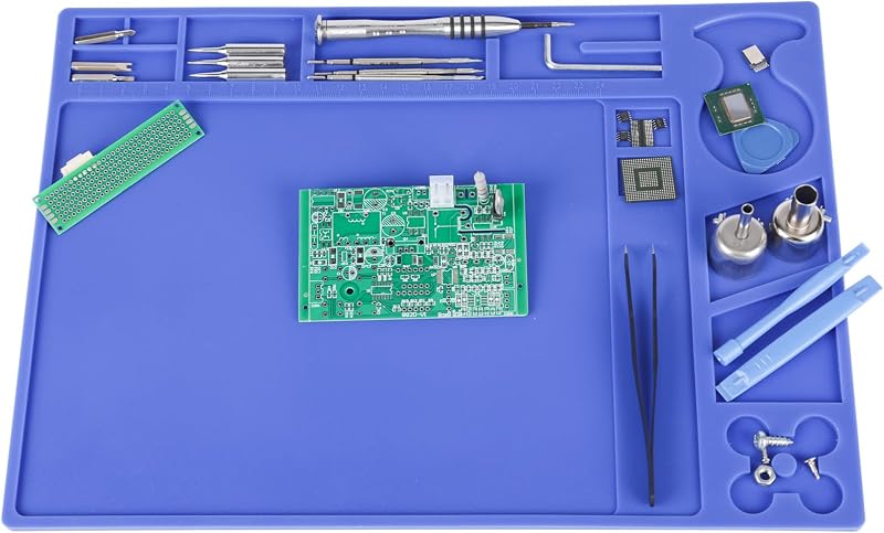 Estera soldadura silicona 350x253mm con ranuras y regla
