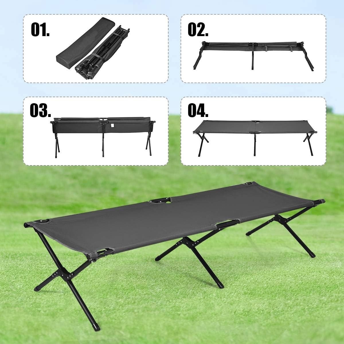 Catre plegable militar resistente tela Oxford para