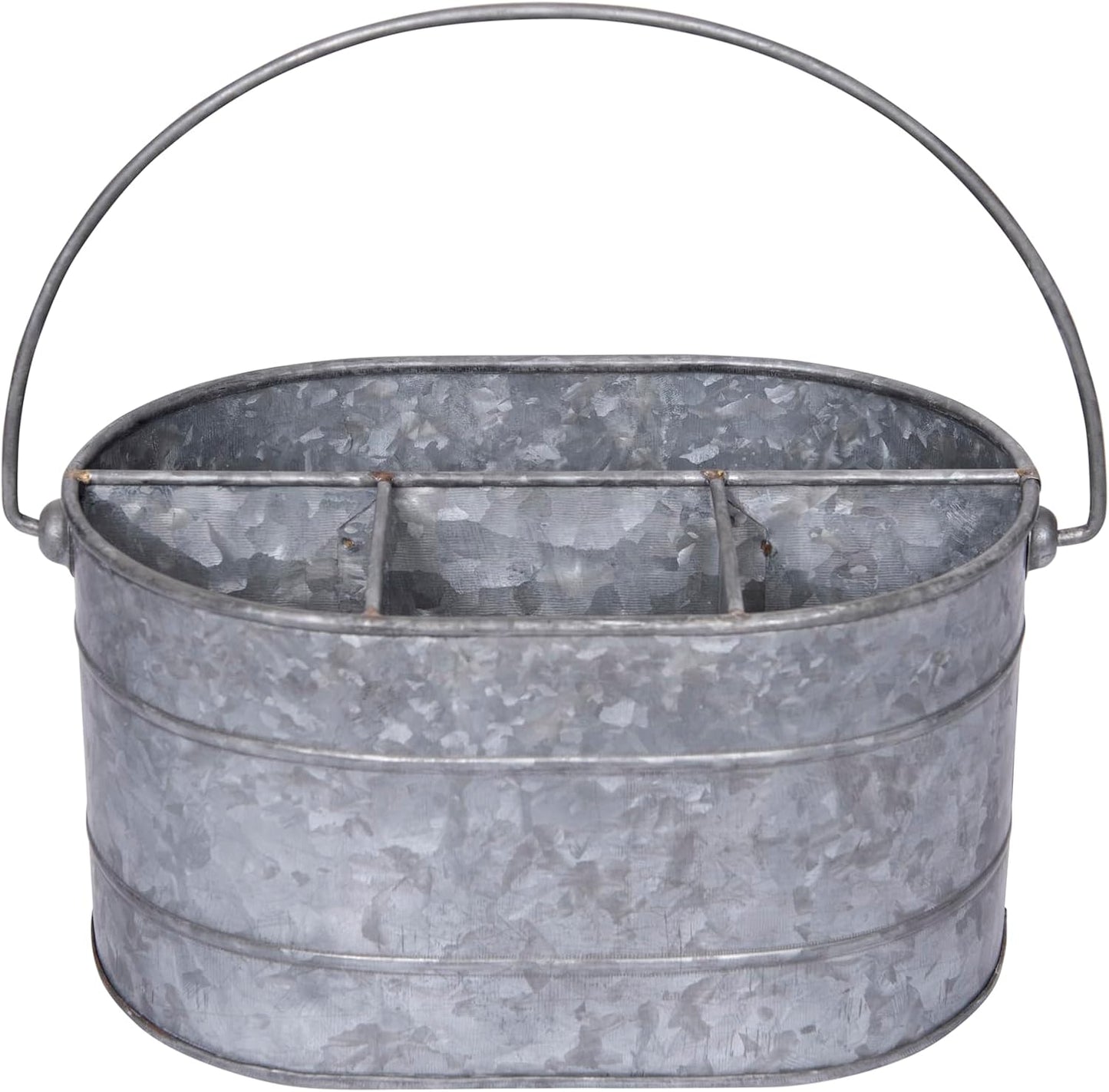 Cubo metal 4 compartimentos con asa