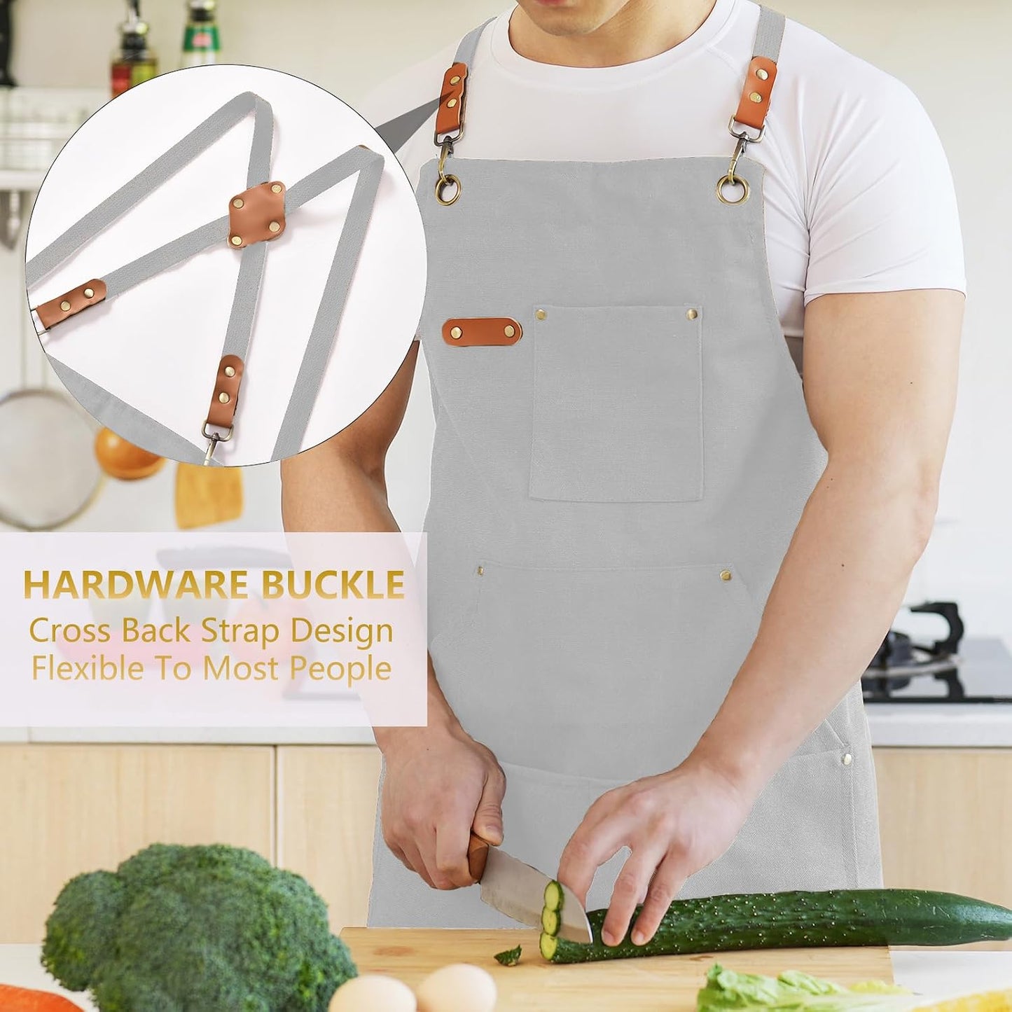 Delantal lona chef con bolsillos 16oz cocina
