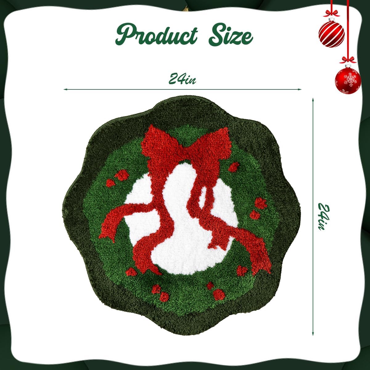 Alfombra baño navidad antideslizante 24x24pulg verde