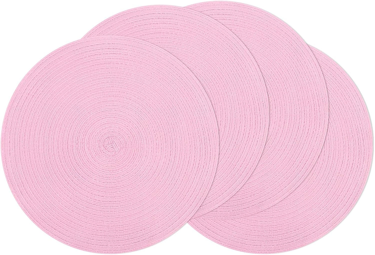 Set 4 Manteles Redondos Trenzados 15pulg Rosa
