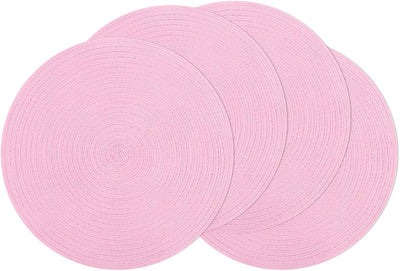 Set 4 Manteles Redondos Trenzados 15pulg Rosa