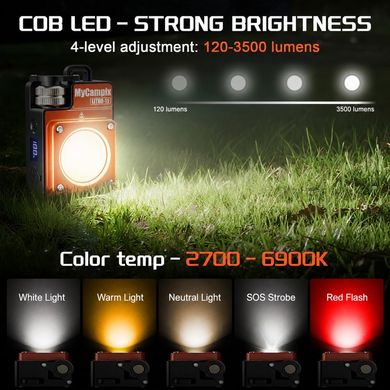 Linterna led recargable 3500lúmenes impermeable 2.5-15h